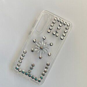 Pearls Gemstones Galaxy S23 ULTRA Bling Phone Case, Clear Silver Rhinestones